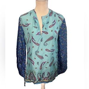 Zara silk paisley‎ blouse large